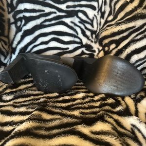 Black Chinese Laundry open toe slip on heel.